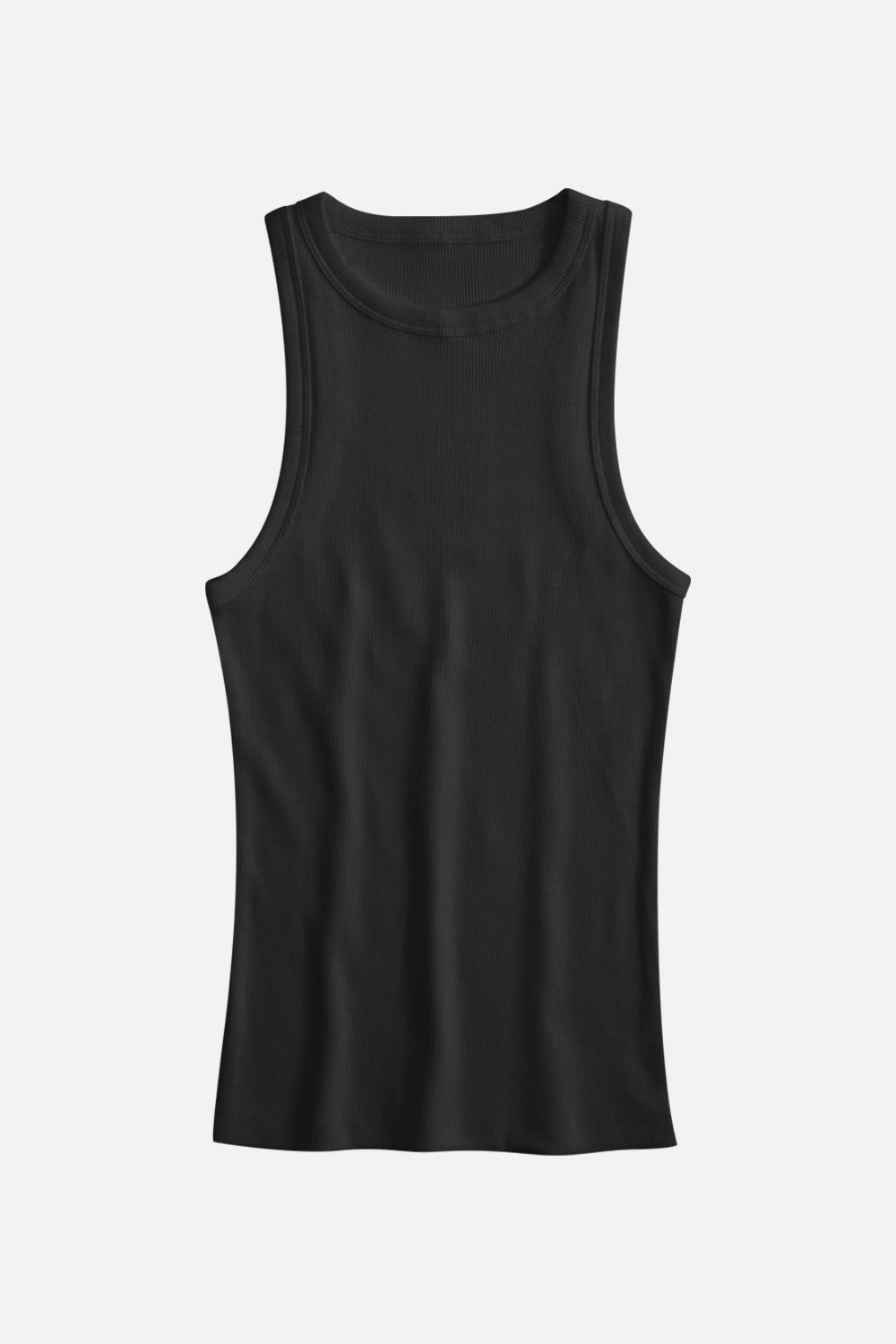 Womens Slim-Fit High Neck Ribbed Cotton Tank Top