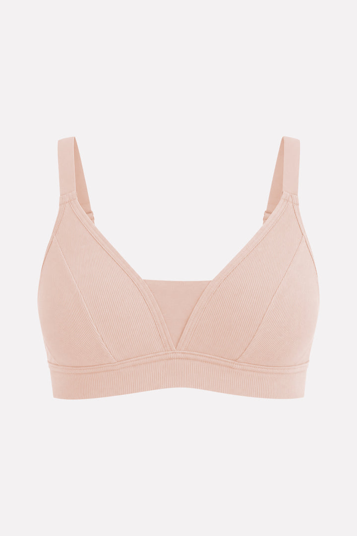 Womens Soft Stretch Ribbed Wire-Free Support Bra