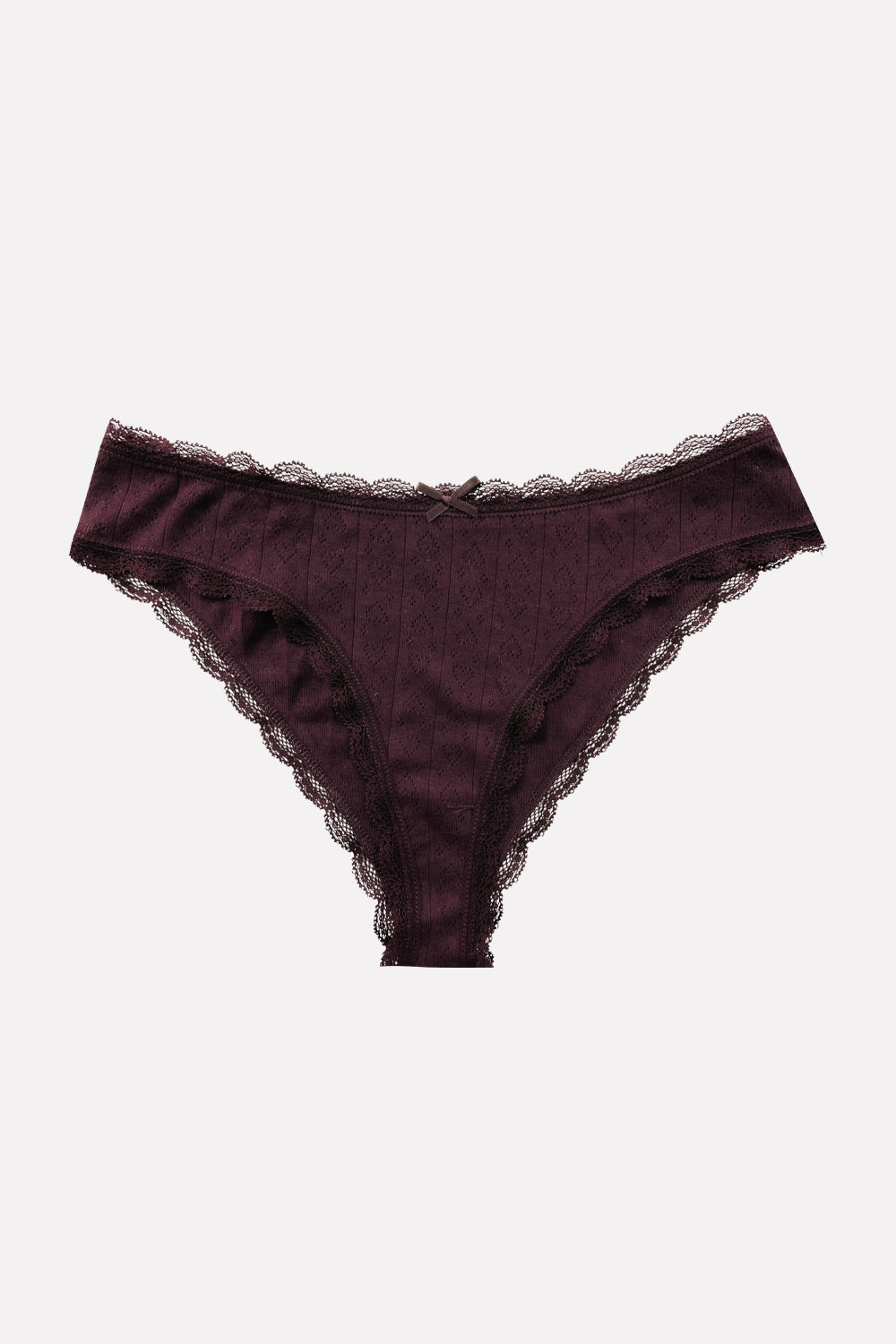 Ladies Lace Trim Pointelle Brazilian Brief Panty