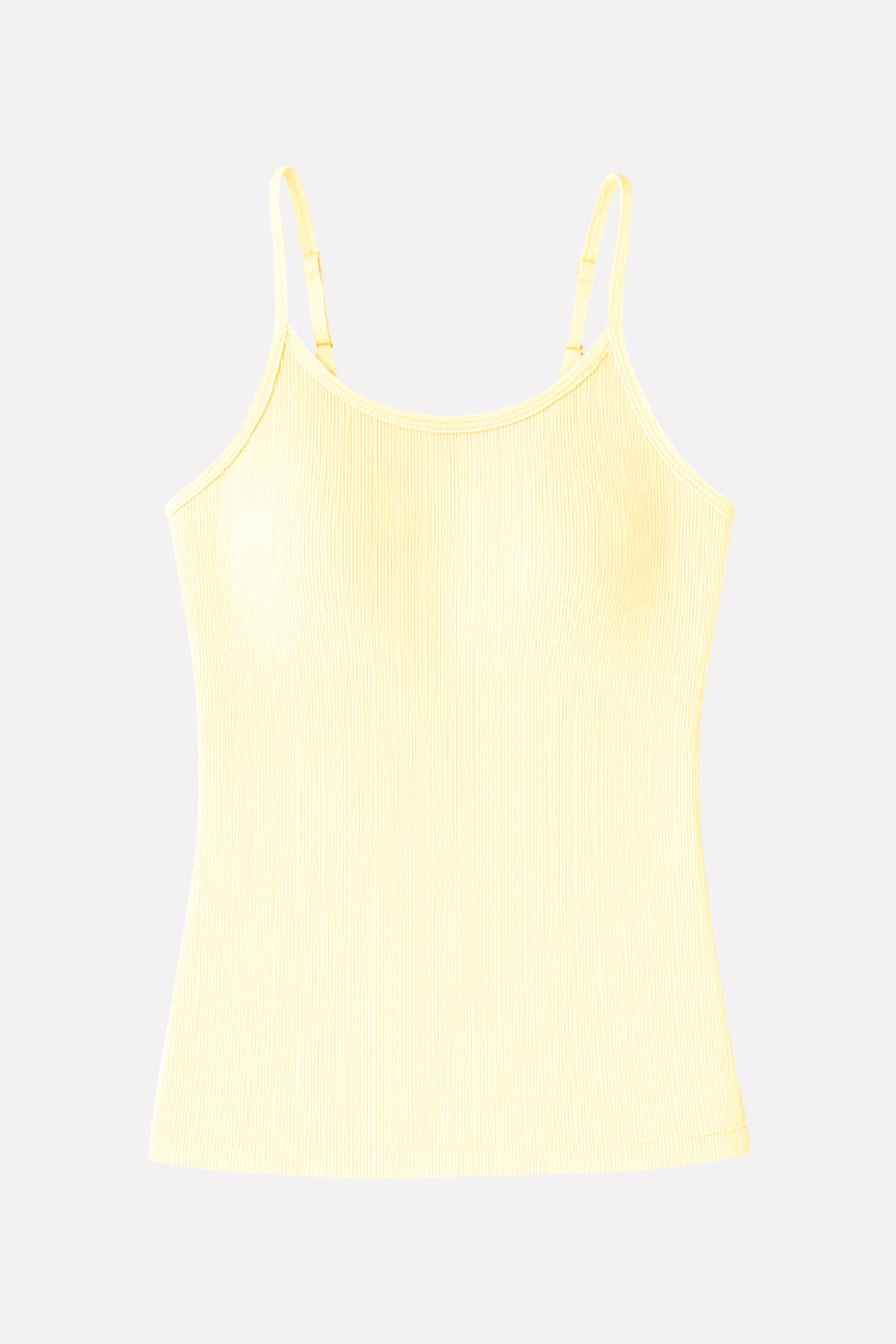 Womens Adjustable Straps Ribbed Built in Padded Bra Cotton Tank Top