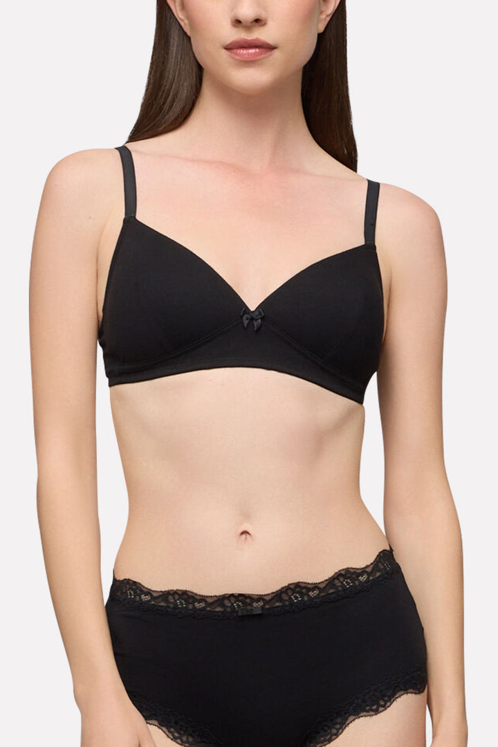Womens Padded Triangle Stretch Cotton Wireless Bra