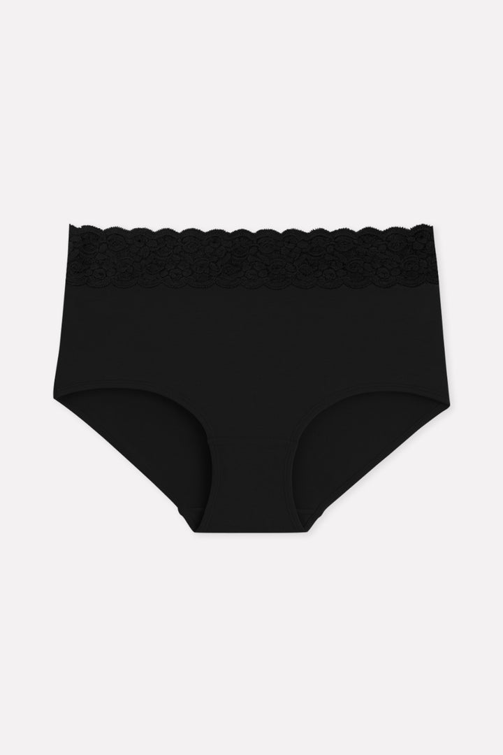 Womens Mid Waist Hipster Lace Brief Panty