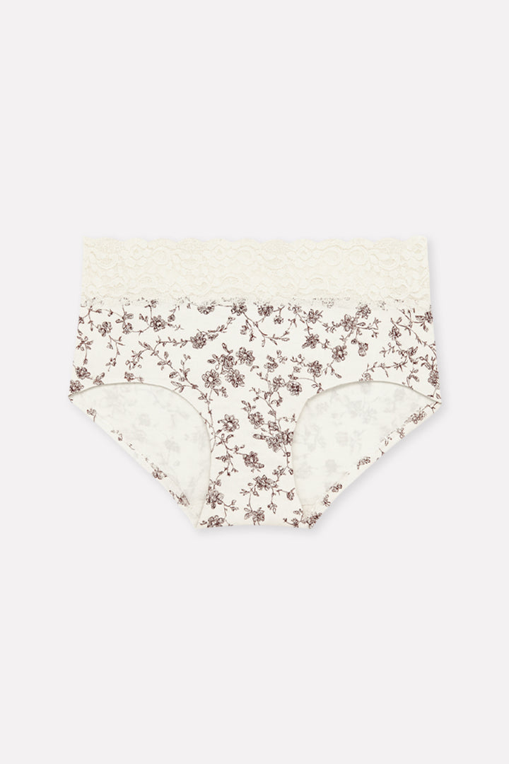 Womens Mid Waist Hipster Lace Brief Panty