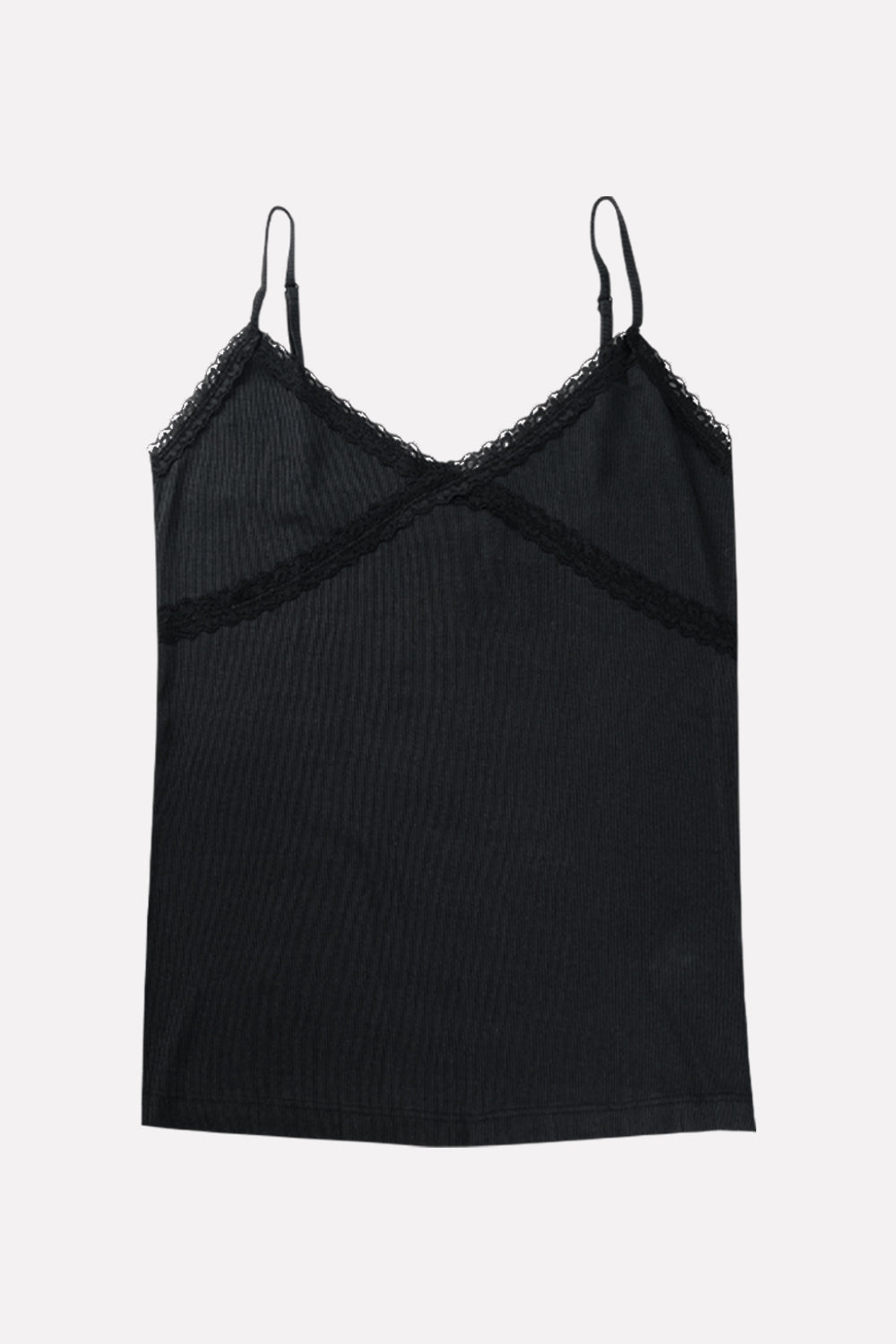 Women's Lace Trim Ribbed Cotton Camisole Tanktop