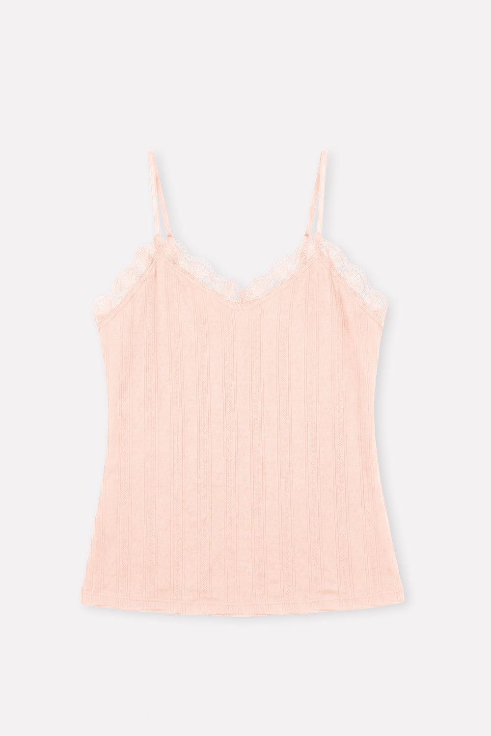 Womens Lace Trim Ribbed Slim Fit Adjustable Strap Camisole Tank Top