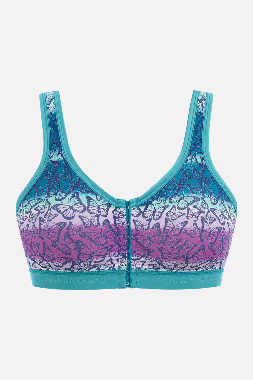 Womens Plus Size Wireless Front-Close Cotton Lounge Bra