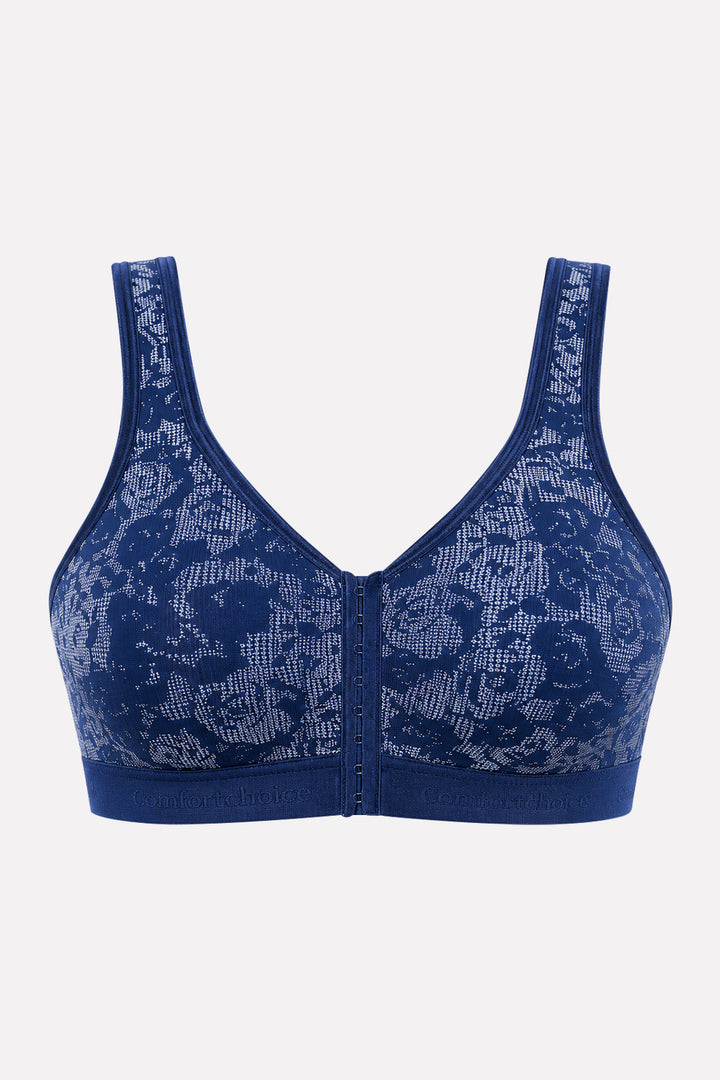 Womens Plus Size Wireless Front-Close Cotton Lounge Bra