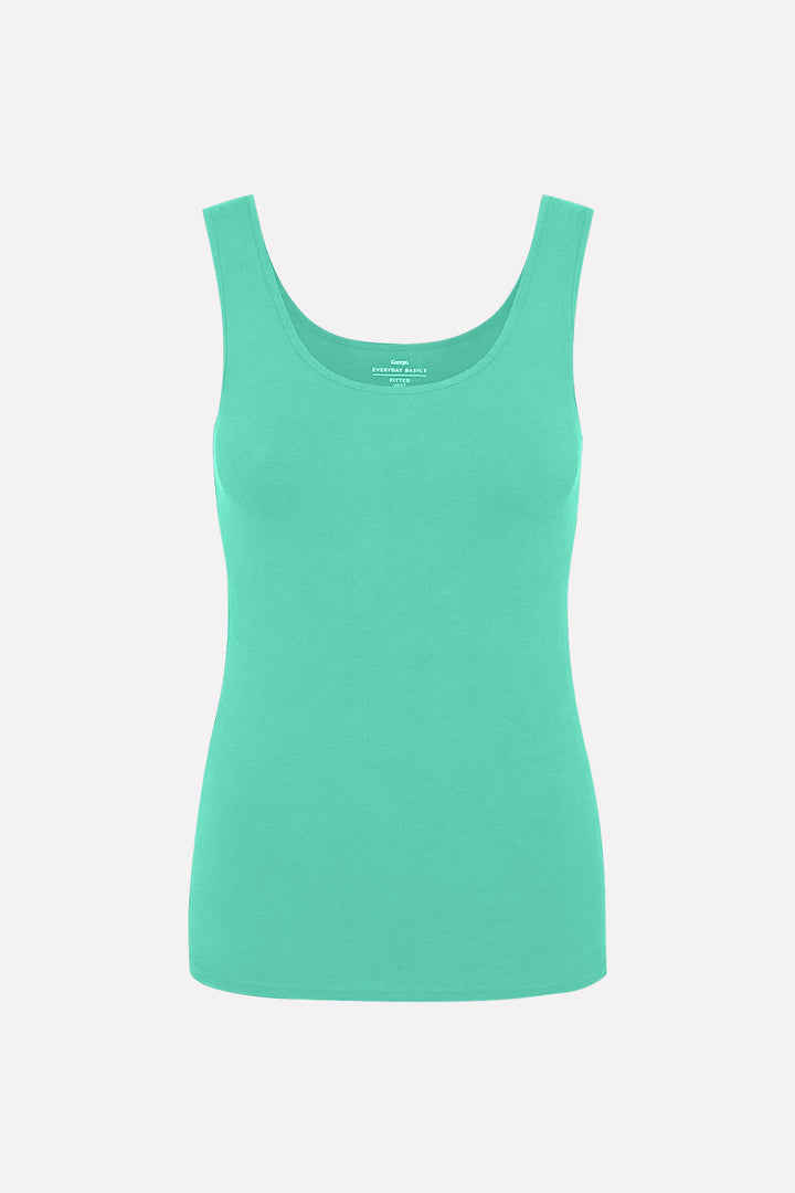 Womens Soft Cotton Sleeveless Scoop Neck Basic Stretch Tank Top