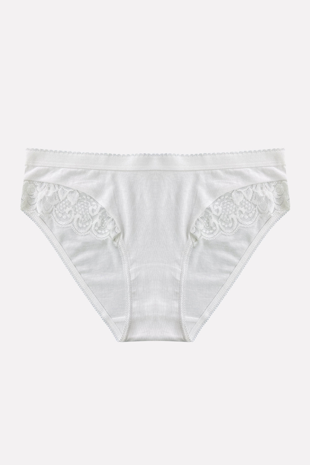 Ladies Mid Waisted Cotton Stretch Lace Brief Panties