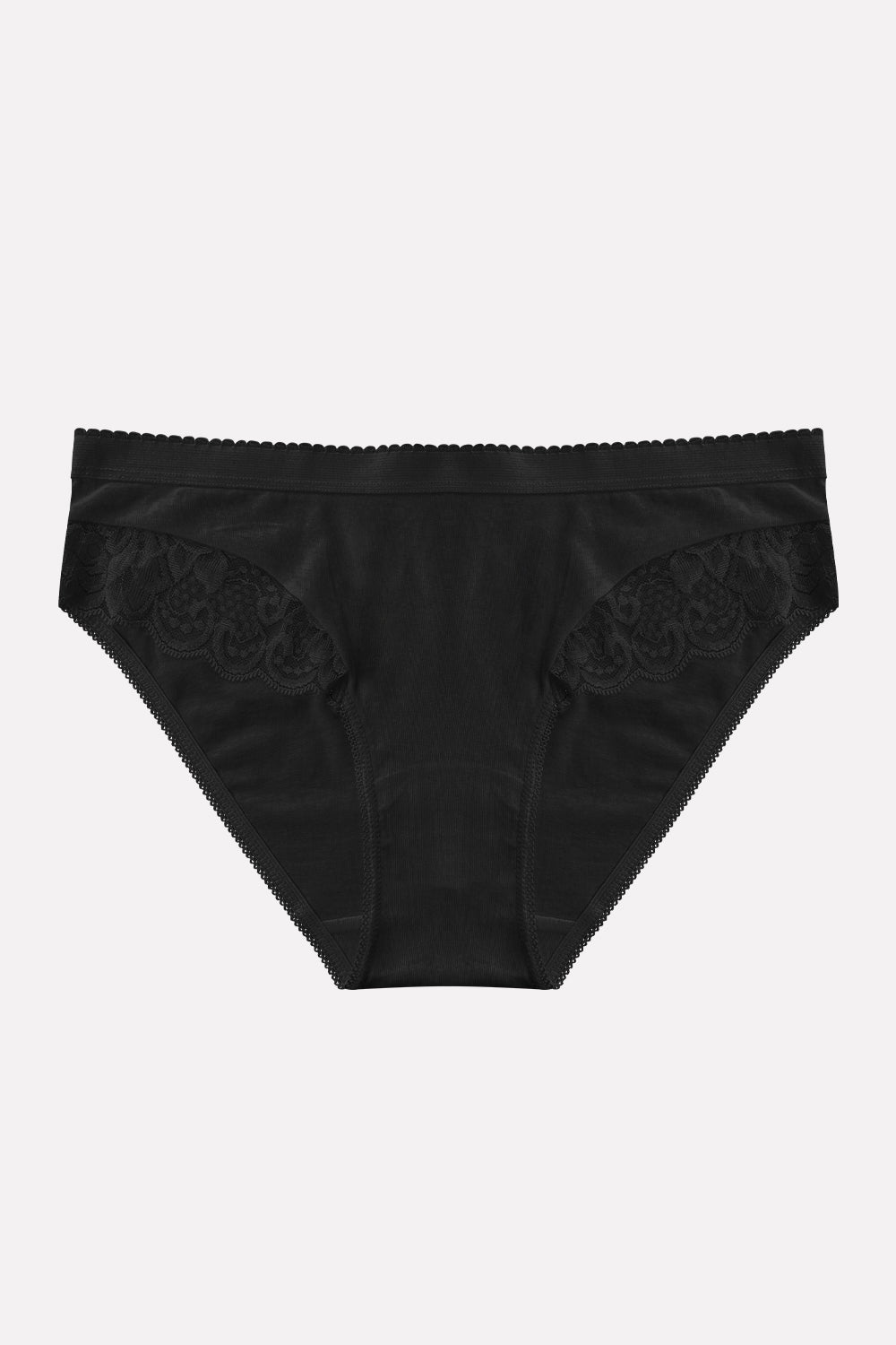 Ladies Mid Waisted Cotton Stretch Lace Brief Panties