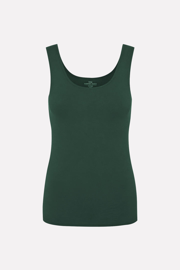 Womens Soft Cotton Sleeveless Scoop Neck Basic Stretch Tank Top