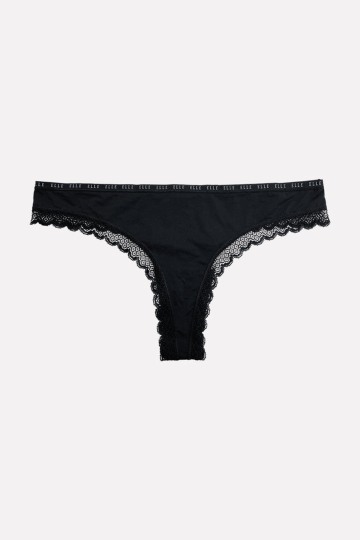 Ladies Mid Rise Microfiber Lace Thong
