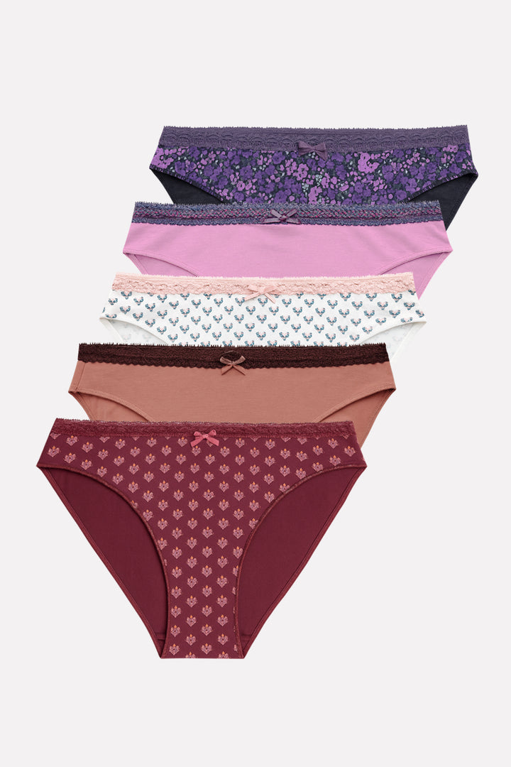 Pack of 3 Womens Soft Cotton Lace Trim Bikini Comfort Underwear Panty