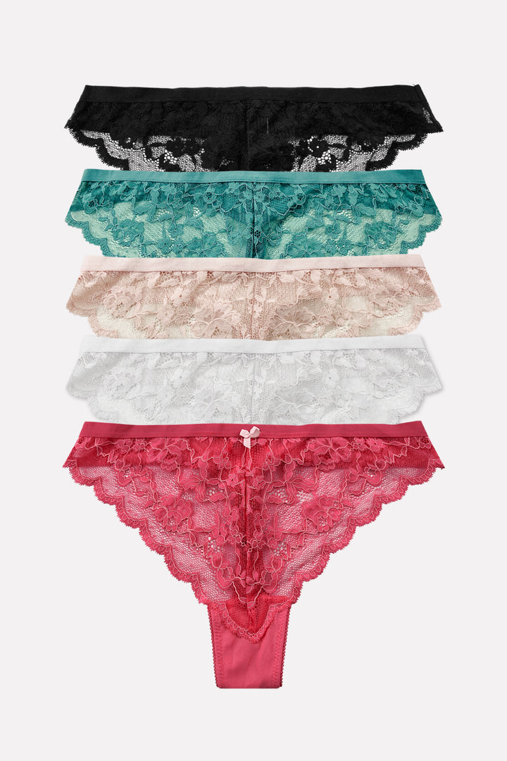 Ladies Mid Rise Lace Front Thong