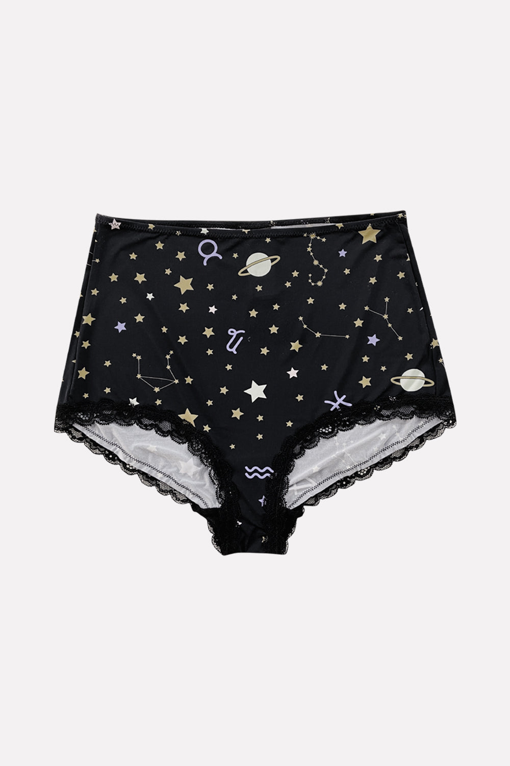 Ladies Whimsical High-Waisted Lace Trim Panties