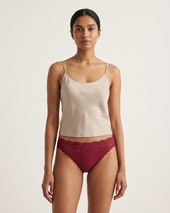 Pack of 3 Womens Mid-Rise Cotton Lace Brief Panties