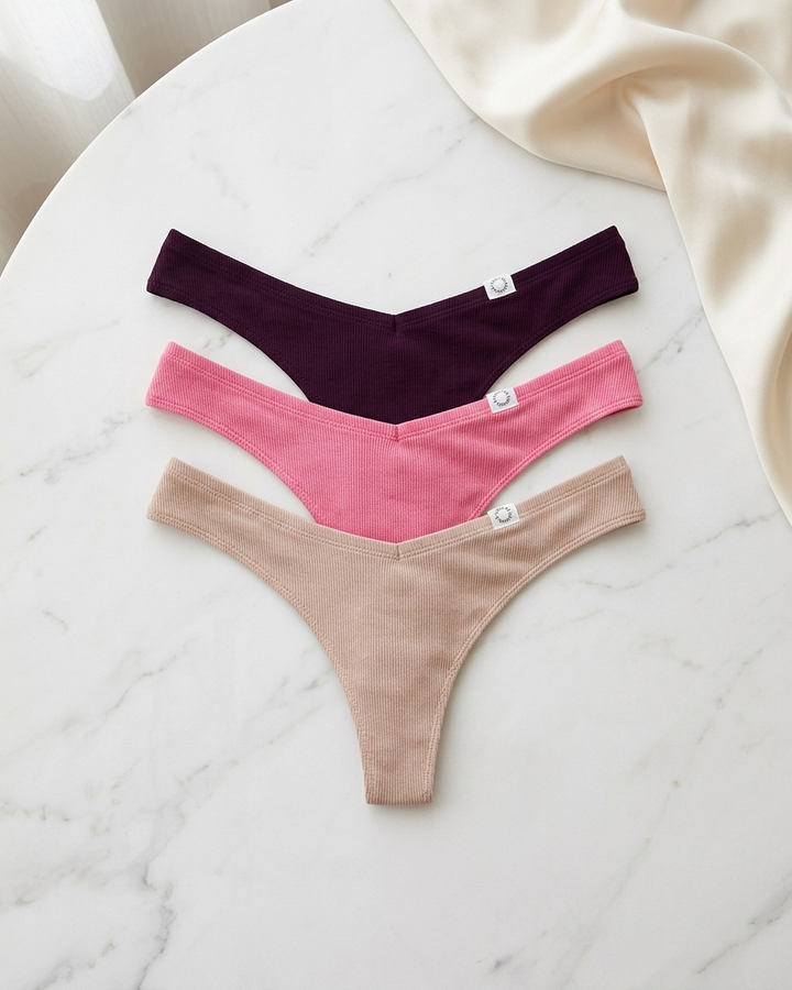 3pk Ribbed Miami Thongs