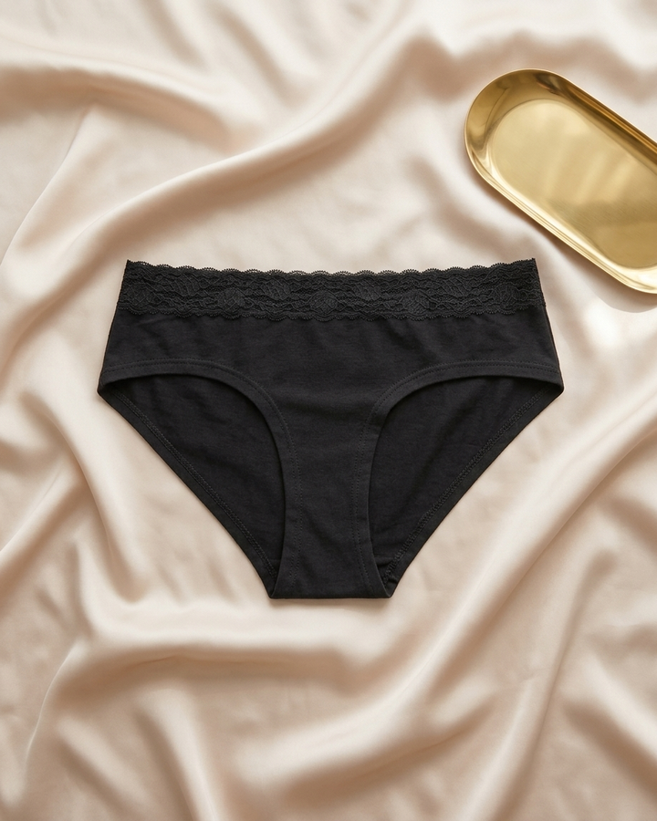 Ladies Front Lace  Mid Waisted Brief Panty
