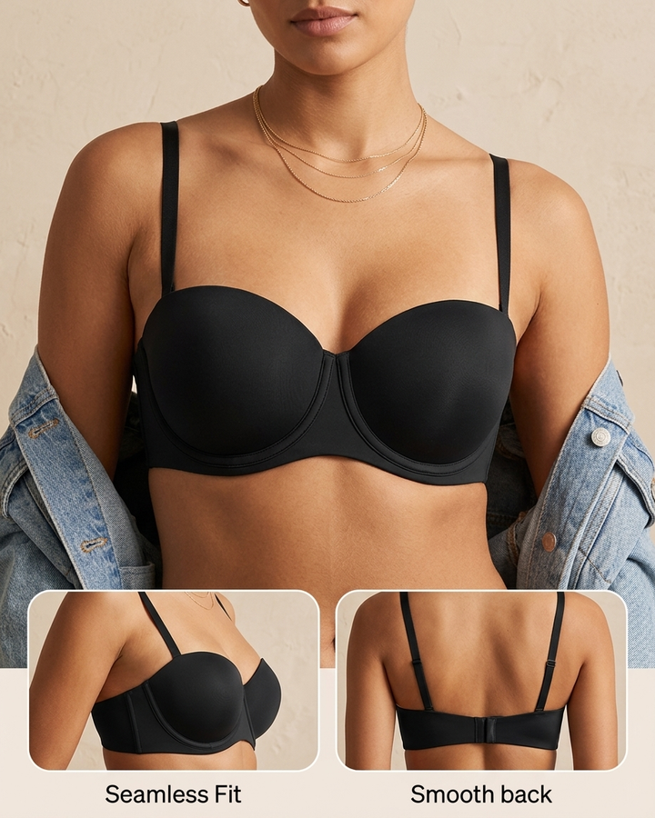Womens Padded Underwire Adjustable Straps Balconette Bra
