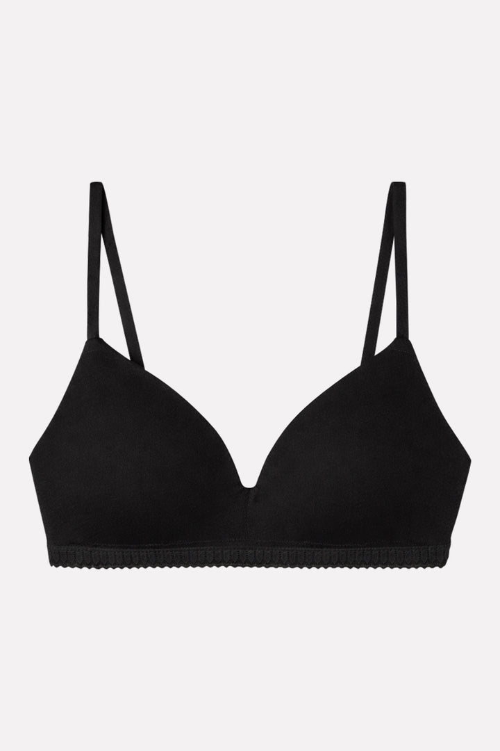 Womens Padding & Adjustable Straps Triangle Cotton Bra with Lace